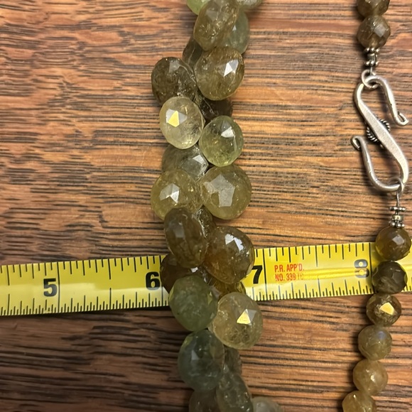 Faceted Grossular Green Garnet Briolette Necklace with Sterling S hook clasp - Picture 7 of 8